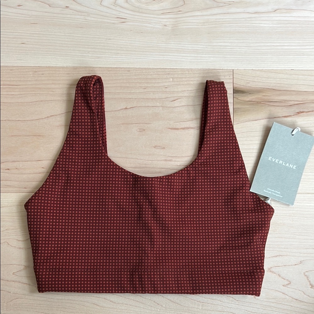 Everlane Red Sports Bra with Wide Straps and Scoop Neckline